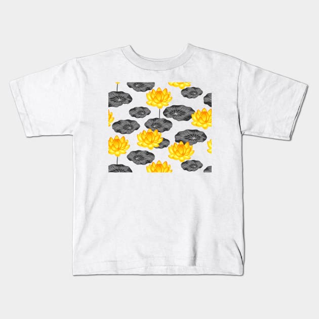 Yellow Lotus & Water Lily | Flowering Plant Kids T-Shirt by Art by Ergate